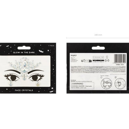 Zilveren Gezicht Stickers Glow In The Dark 9,5cm van Partydeco koop je bij Partywinkel