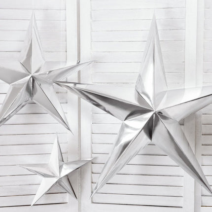 Zilveren Lampion Ster 70cm van Partydeco koop je bij Partywinkel