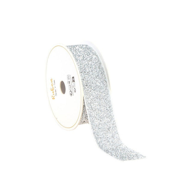 Zilveren Lint Glitter 25Mm 3m van CHAKS koop je bij Partywinkel