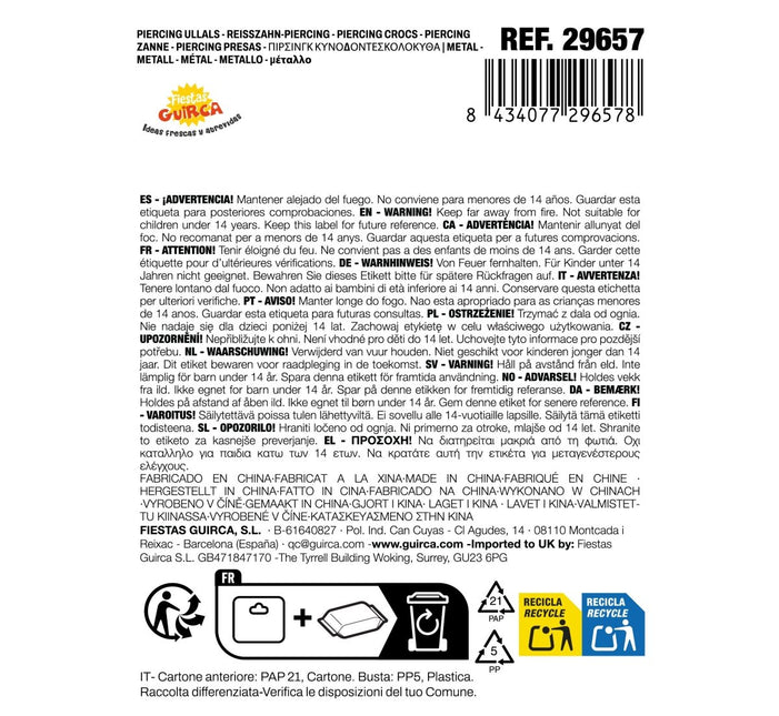Zilveren Nep Piercing Gothic 2st van Fiestas Guirca koop je bij Partywinkel
