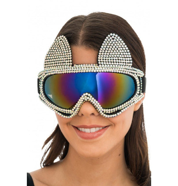 Zilveren Skibril Goggles 18x13cm van CHAKS koop je bij Partywinkel