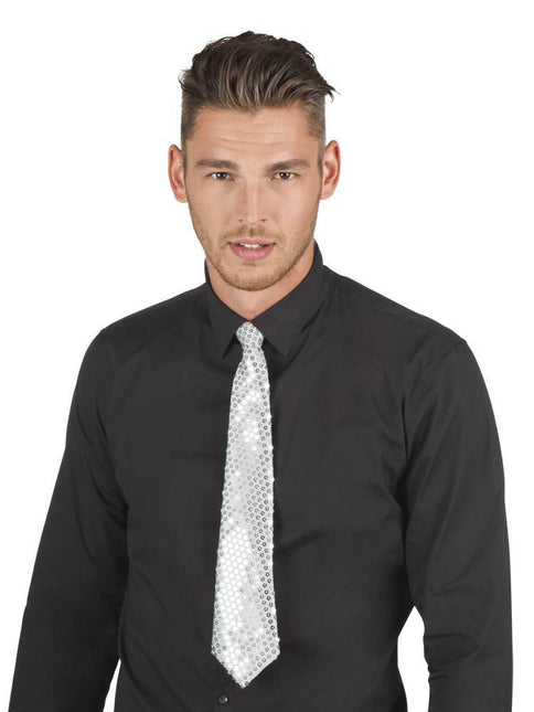 Zilveren Stropdas Glitter van Boland koop je bij Partywinkel