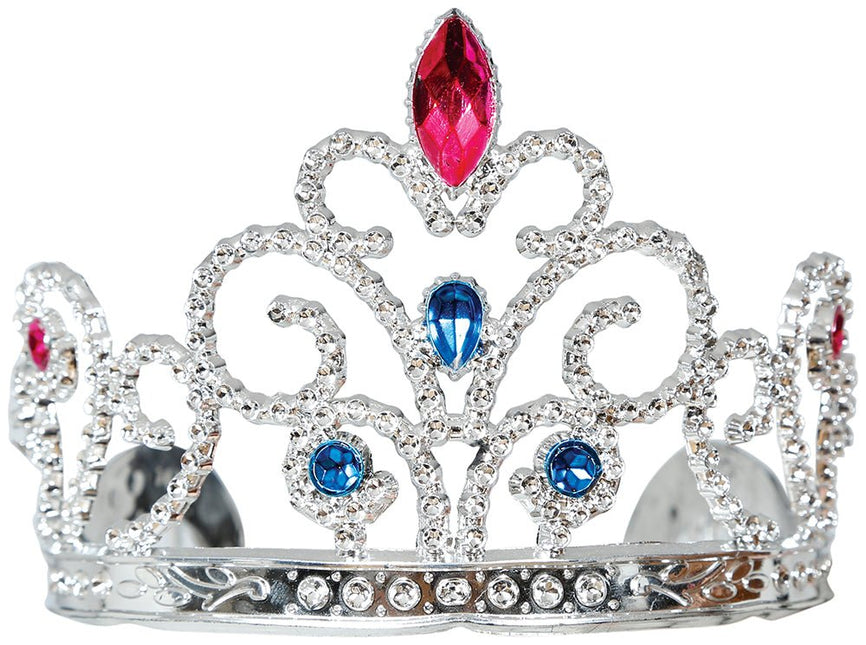 Zilveren Tiara Kind Met Edelstenen van Fiestas Guirca koop je bij Partywinkel