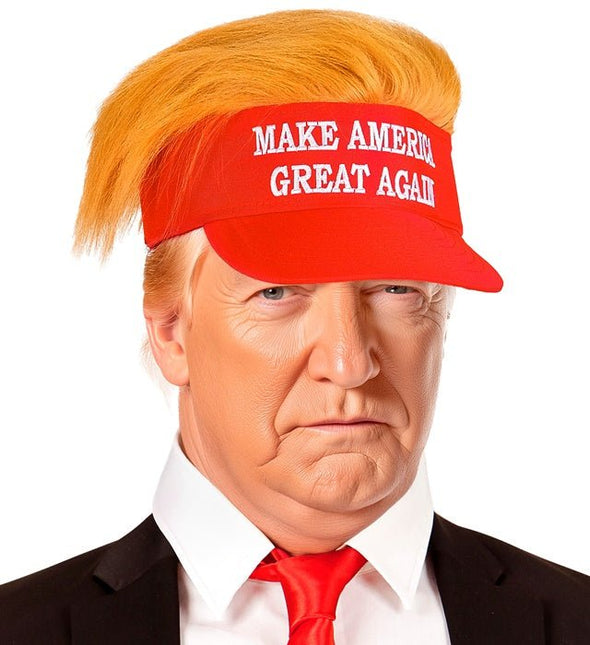 ZONNEKLEP MET PLUCHE HAAR "MAKE AMERICA GREAT AGAIN" van Widmann koop je bij Partywinkel