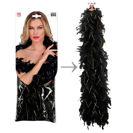 Zwart Gouden Boa 1,8m van Widmann koop je bij Partywinkel