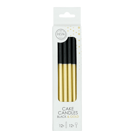 Zwart Gouden Kaarsen Dip-Dyed 9,5cm 12st van WeFiesta koop je bij Partywinkel