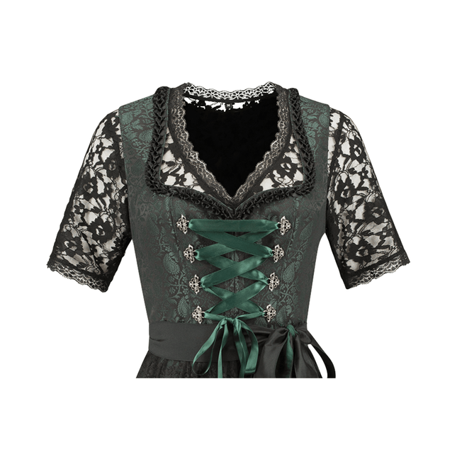 Zwart Groene Dirndl Jurk Oktoberfest Dames Jaquard van Haus Huberts koop je bij Partywinkel
