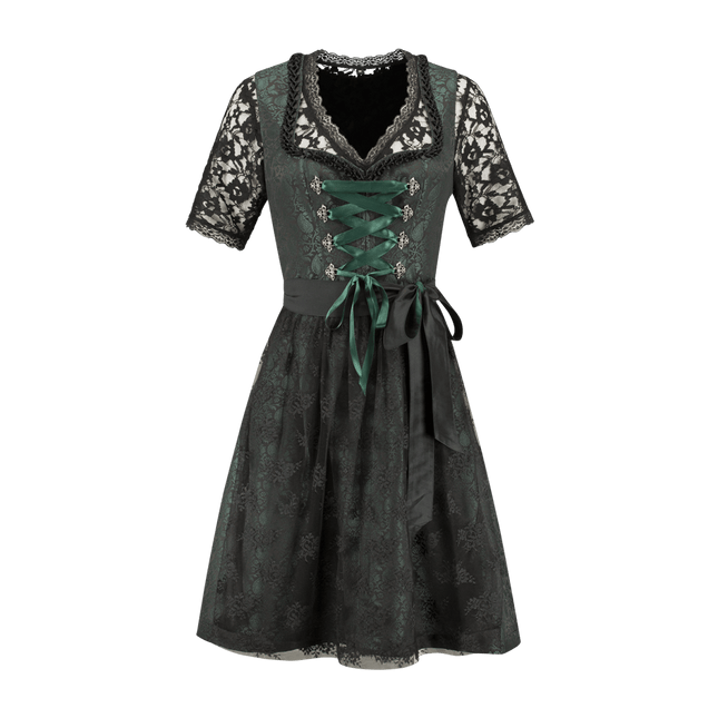 Zwart Groene Dirndl Jurk Oktoberfest Dames Jaquard van Haus Huberts koop je bij Partywinkel