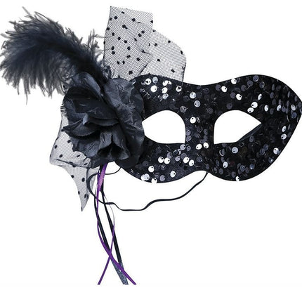 Zwart Oogmasker Bloem Pailletten van Fiestas Guirca koop je bij Partywinkel