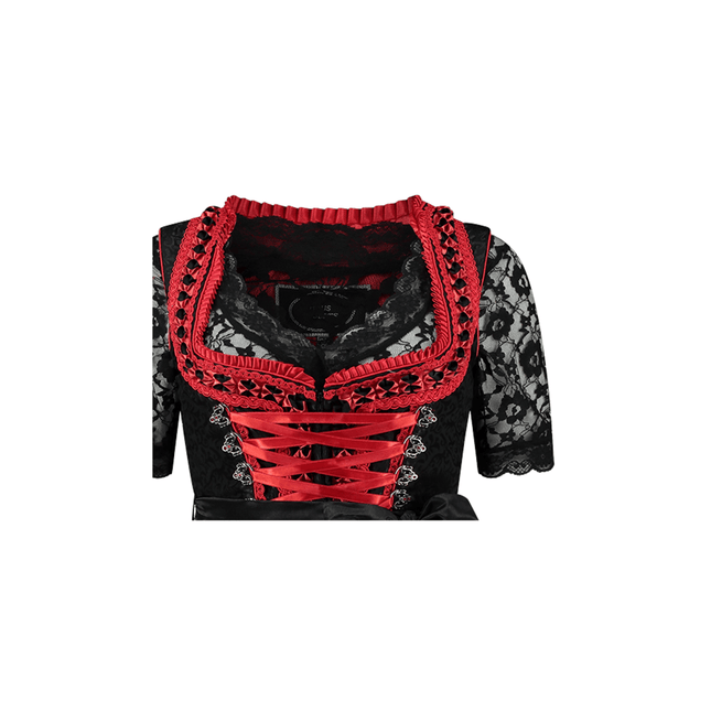 Zwart Rode Dirndl Jurk Oktoberfest Dames 2 Delig van Haus Huberts koop je bij Partywinkel