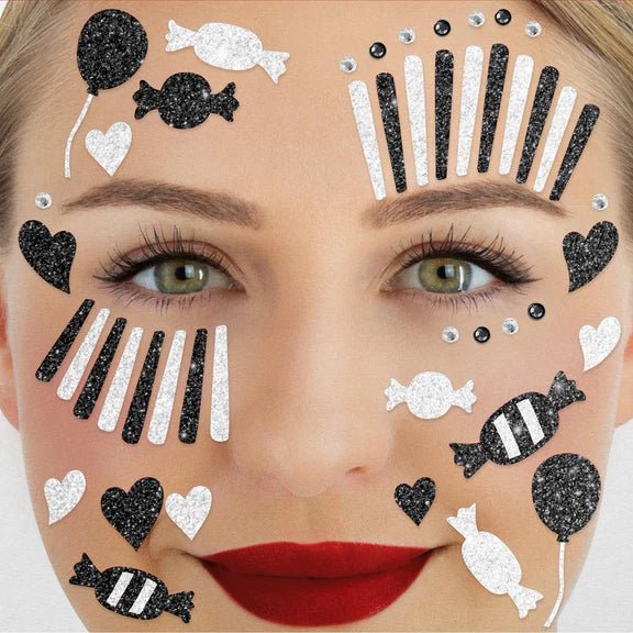 Zwart Witte Gezicht Stickers Clown van VDV Benefit koop je bij Partywinkel