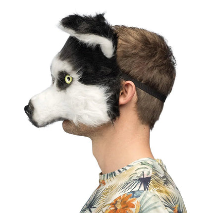 Zwart Witte Masker Husky Pluche van Boland koop je bij Partywinkel