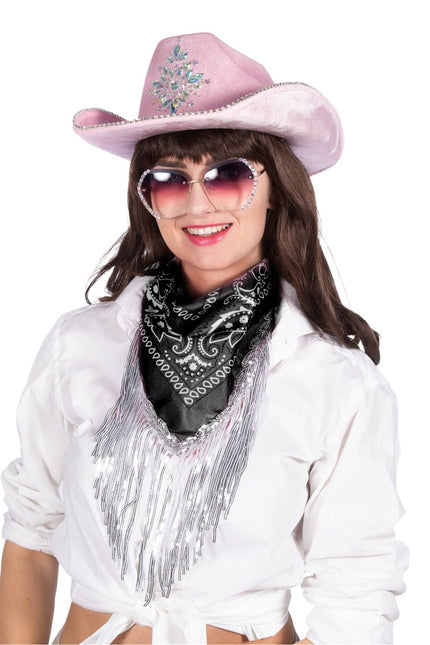 Zwart Zilveren Bandana Strass Franjes van Wilbers & Wilbers koop je bij Partywinkel