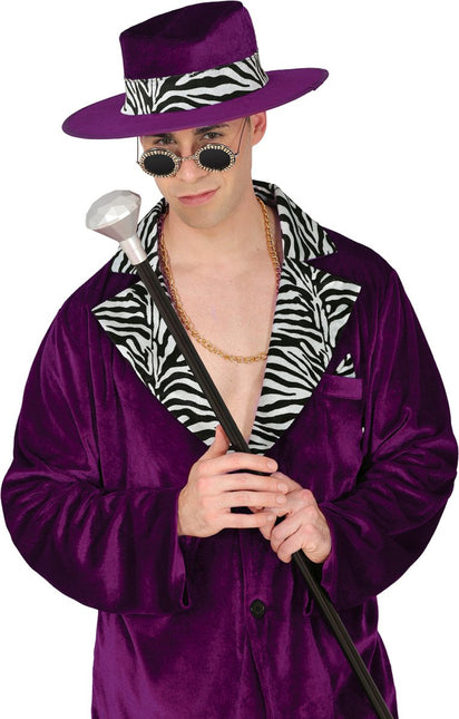 Zwart Zilveren Wandelstok Diamant Knop 85cm van Fiestas Guirca koop je bij Partywinkel