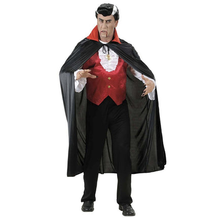 Zwarte Cape Met Rode Kraag van Widmann koop je bij Partywinkel