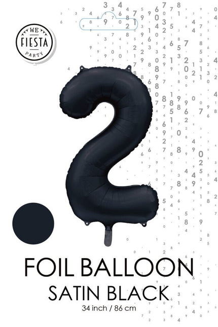 Zwarte Cijfer Ballon 2 Jaar Glans 86cm van WeFiesta koop je bij Partywinkel