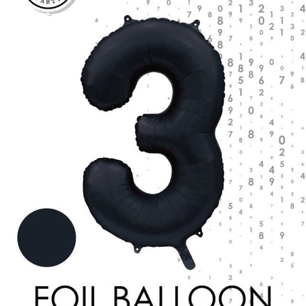 Zwarte Cijfer Ballon 3 Jaar Glans 86cm van WeFiesta koop je bij Partywinkel