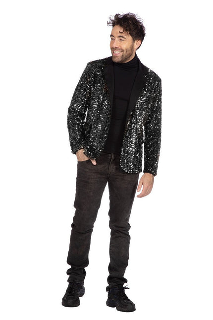 Zwarte Colbert Heren Pailletten van Wilbers & Wilbers koop je bij Partywinkel