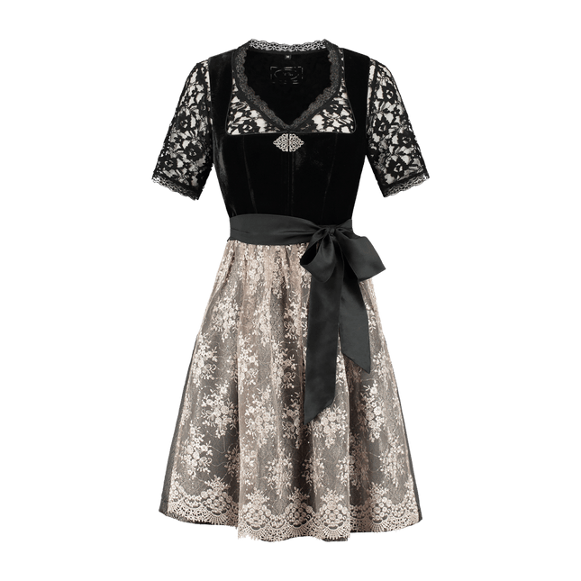 Zwarte Dirndl Jurk Oktoberfest Dames Velvet van Haus Huberts koop je bij Partywinkel