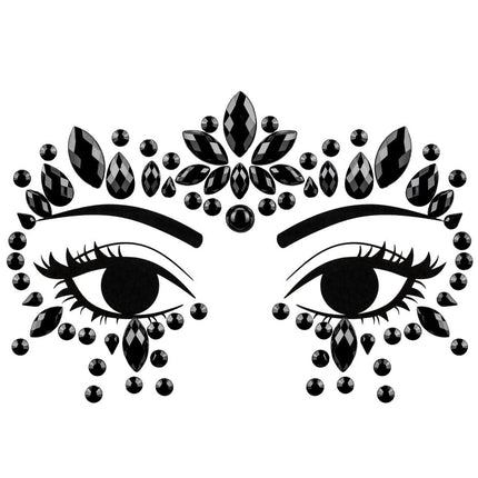 Zwarte Gezicht Stickers Kristallen 15cm van Partydeco koop je bij Partywinkel