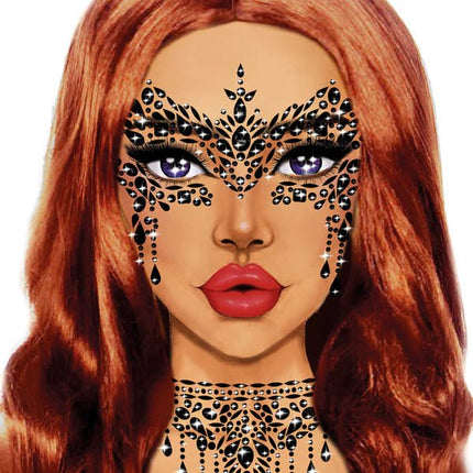 Zwarte Gezicht Stickers Masquerade Strass van Leg Avenue koop je bij Partywinkel