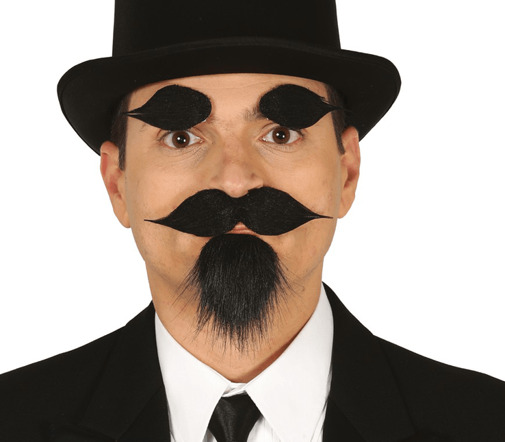 Zwarte Gezichtbeharings Set 4 delig van Fiestas Guirca koop je bij Partywinkel