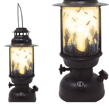 Zwarte Halloween Lantaarn Met Licht 30cm van Fiestas Guirca koop je bij Partywinkel
