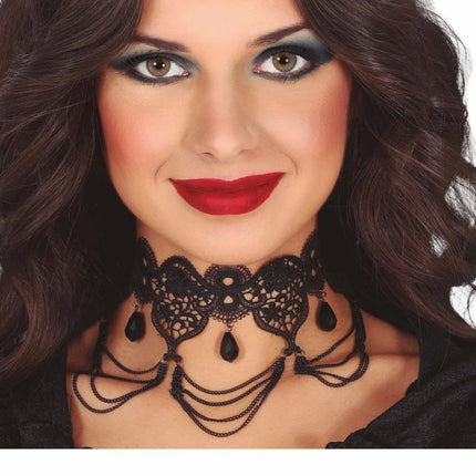 Zwarte Ketting Kant En Stenen van Fiestas Guirca koop je bij Partywinkel