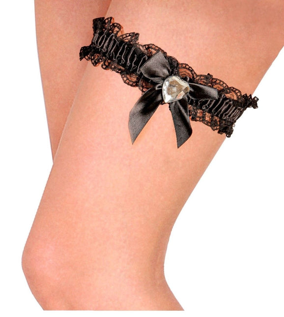 Zwarte Kousenband Met Diamanten Hartje van Widmann koop je bij Partywinkel