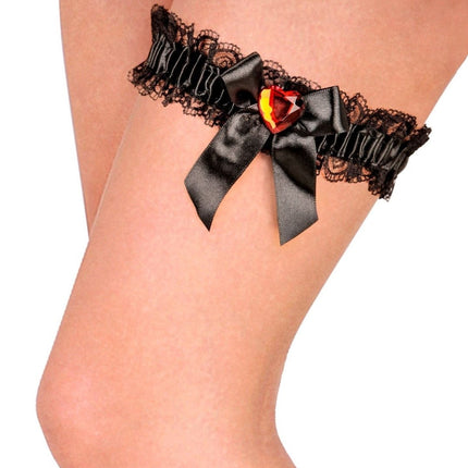 Zwarte Kousenband Met Rood Diamanten Hartje van Widmann koop je bij Partywinkel