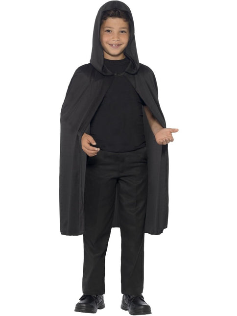 Zwarte Lange Cape met Capuchon van Smiffys koop je bij Partywinkel