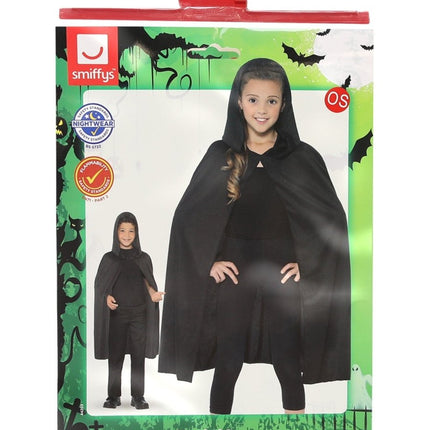 Zwarte Lange Cape met Capuchon van Smiffys koop je bij Partywinkel