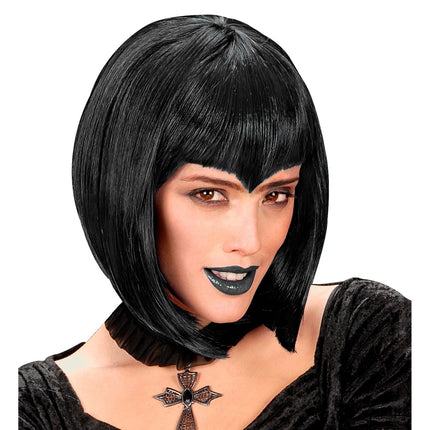 Zwarte Pruik Ghotic Wampir van Widmann koop je bij Partywinkel