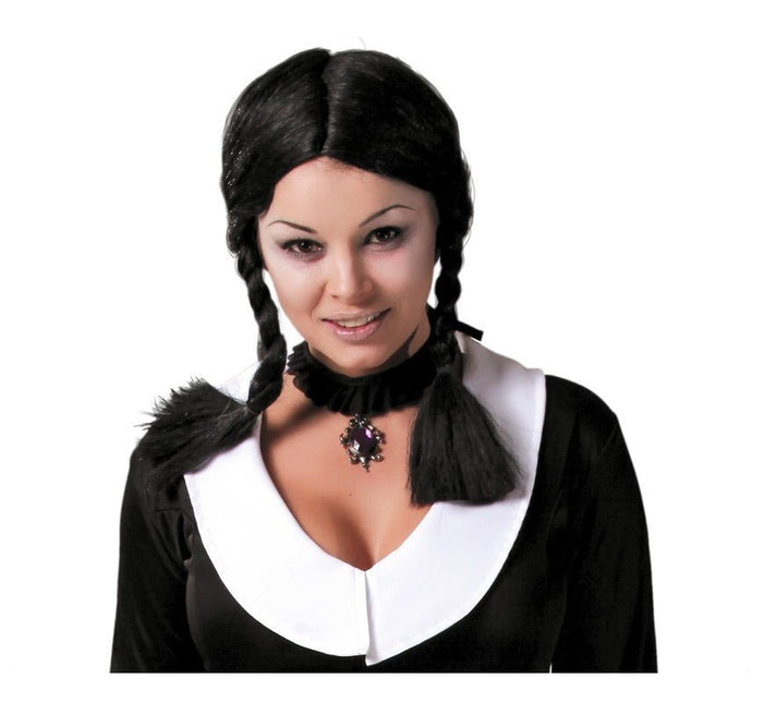 Zwarte Pruik met Vlechten van Fiestas Guirca koop je bij Partywinkel