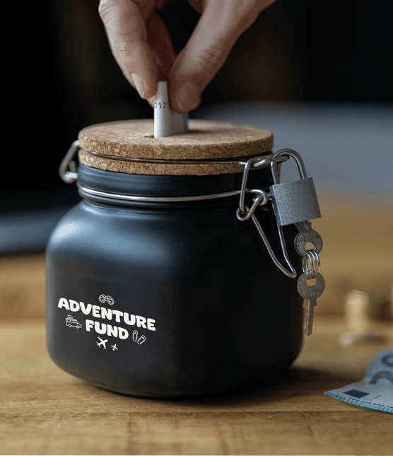 Zwarte Spaarpot Adventure 12,5cm van Paper Dreams koop je bij Partywinkel