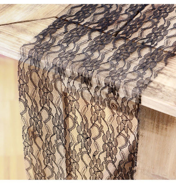 Zwarte Tafelloper Kant 3,1m 3st van CHAKS koop je bij Partywinkel