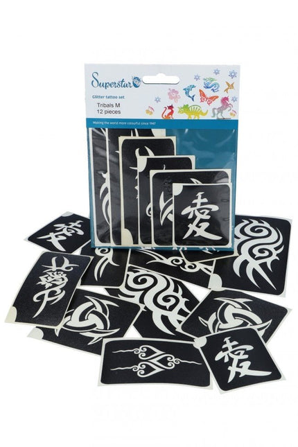 Zwarte Tattoo Stencil Tribal 12st van Superstar koop je bij Partywinkel