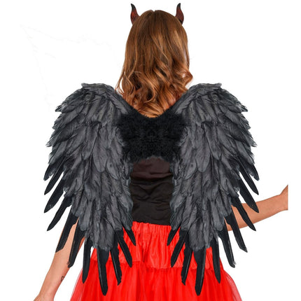 Zwarte Vleugels Veren 50cm van Widmann koop je bij Partywinkel